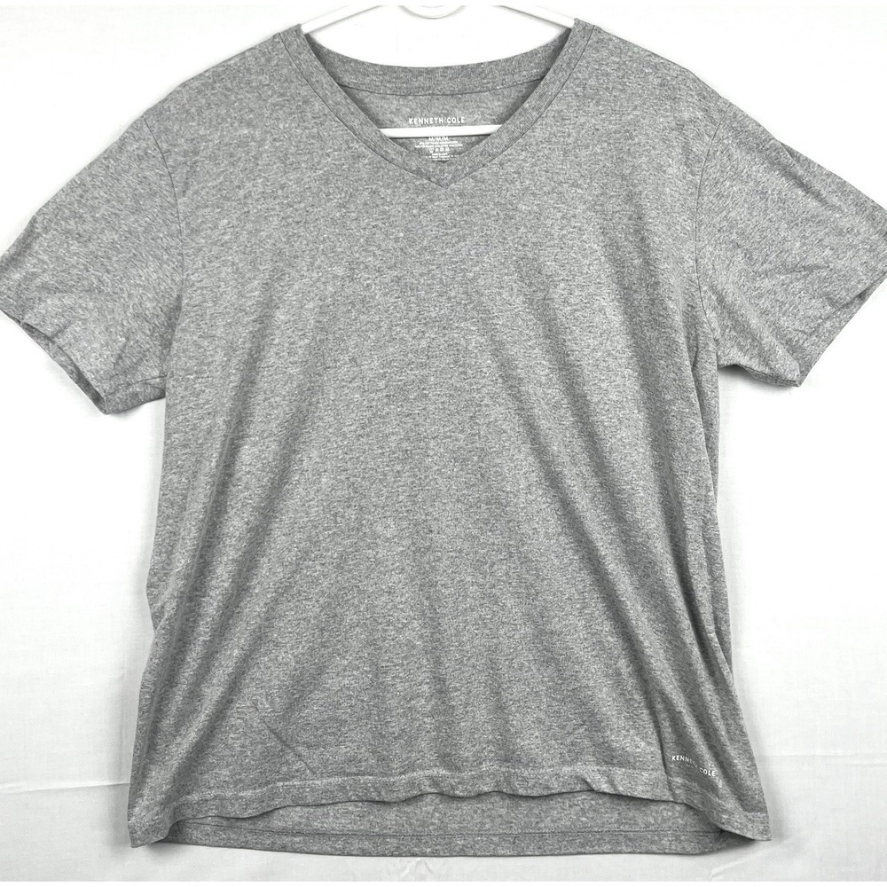 Kenneth Cole Mens Medium Gray V Neck T Shirt Short Sleeve Classic Fit